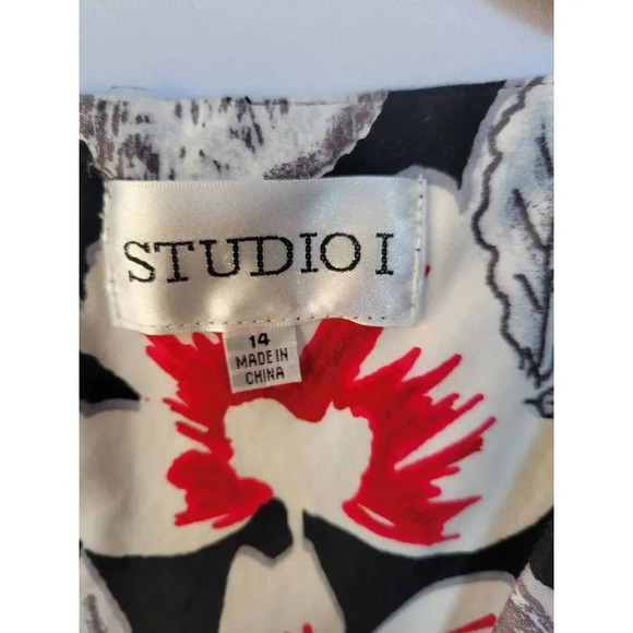 Studio 1 women's black floral zip-up midi dress  - size 14 - Picture 7 of 10